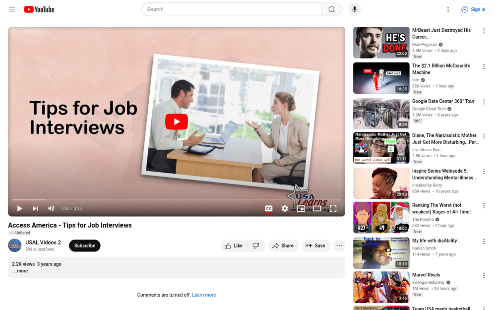 Visit website for Tips for Job Interviews
