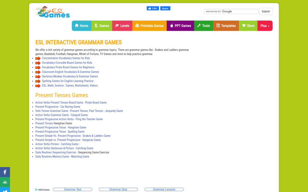 Visit website for ESL Fun Grammar Games