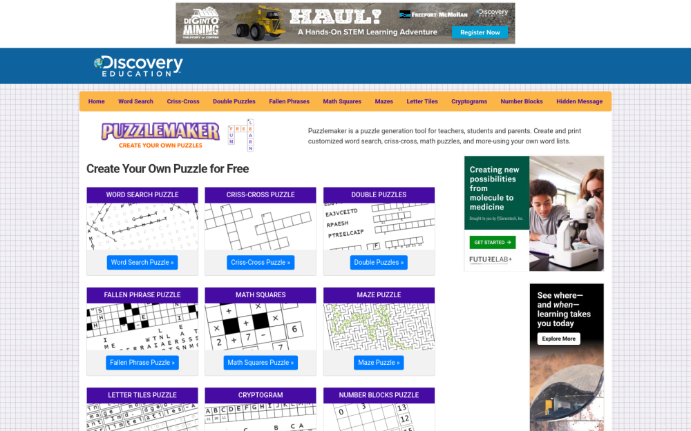 Visit website for Puzzlemaker