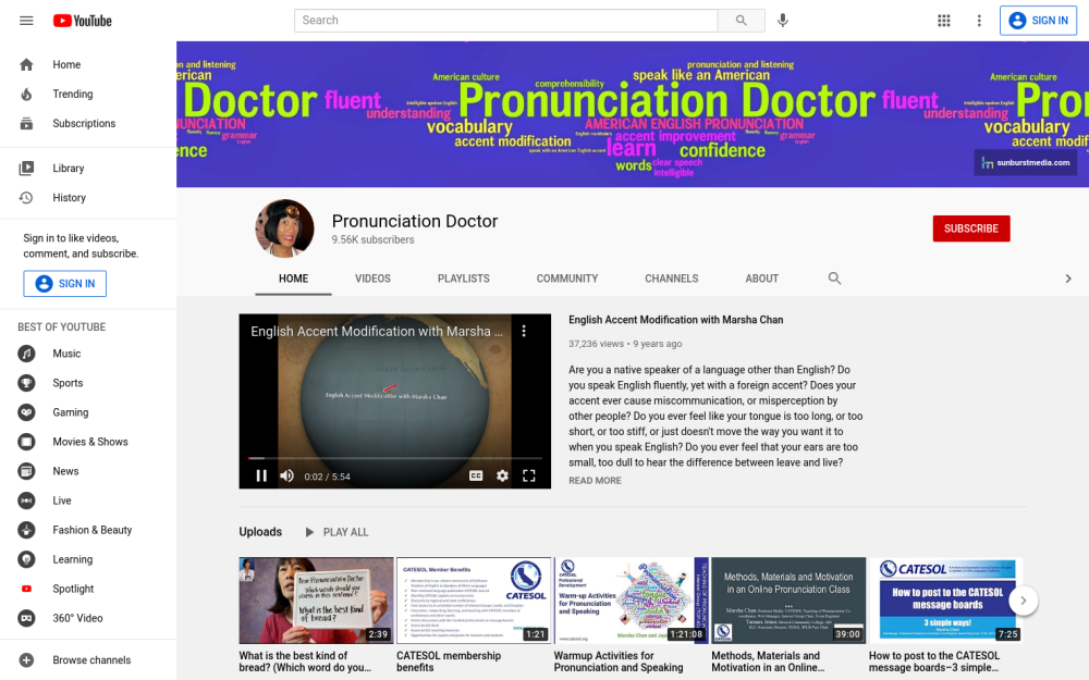 Visit website for Marsha Chan's Pronunciation Doctor