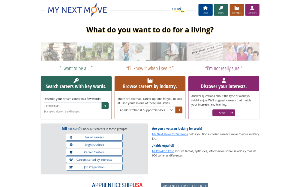 Visit website for My Next Move: Career Search