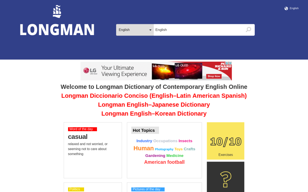Visit website for Longman Online Learner’s Dictionary