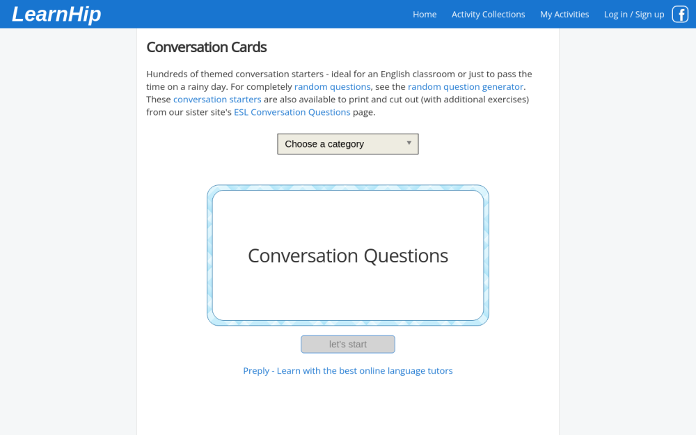 Visit website for Conversation Cards