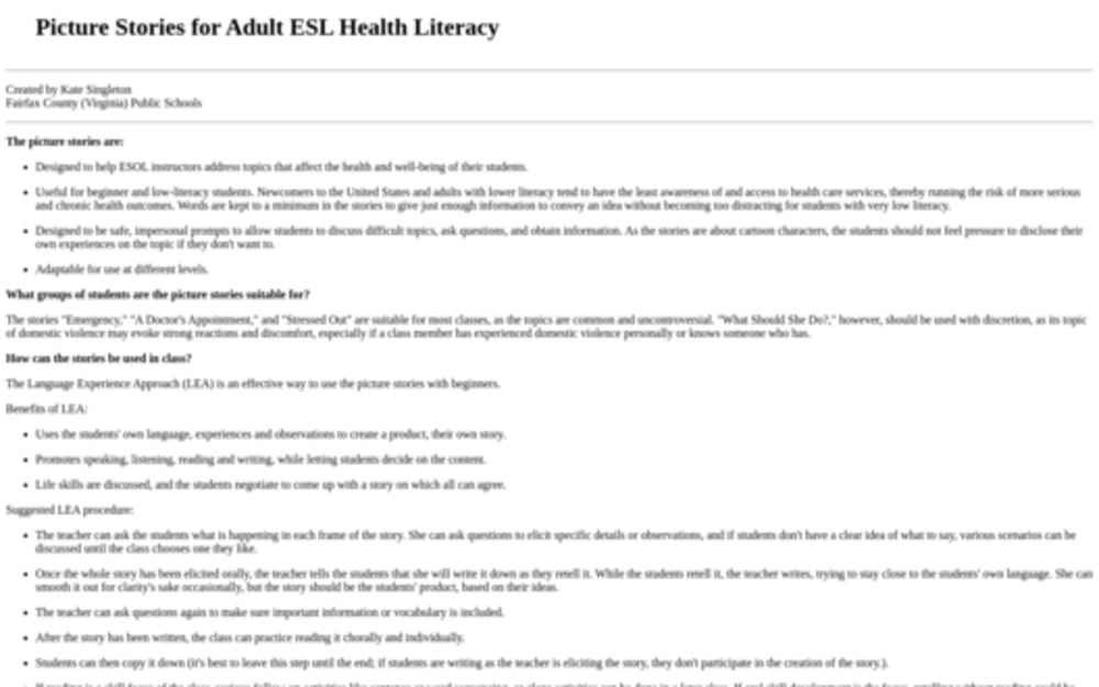Visit website for Health Literacy - 8 Lessons