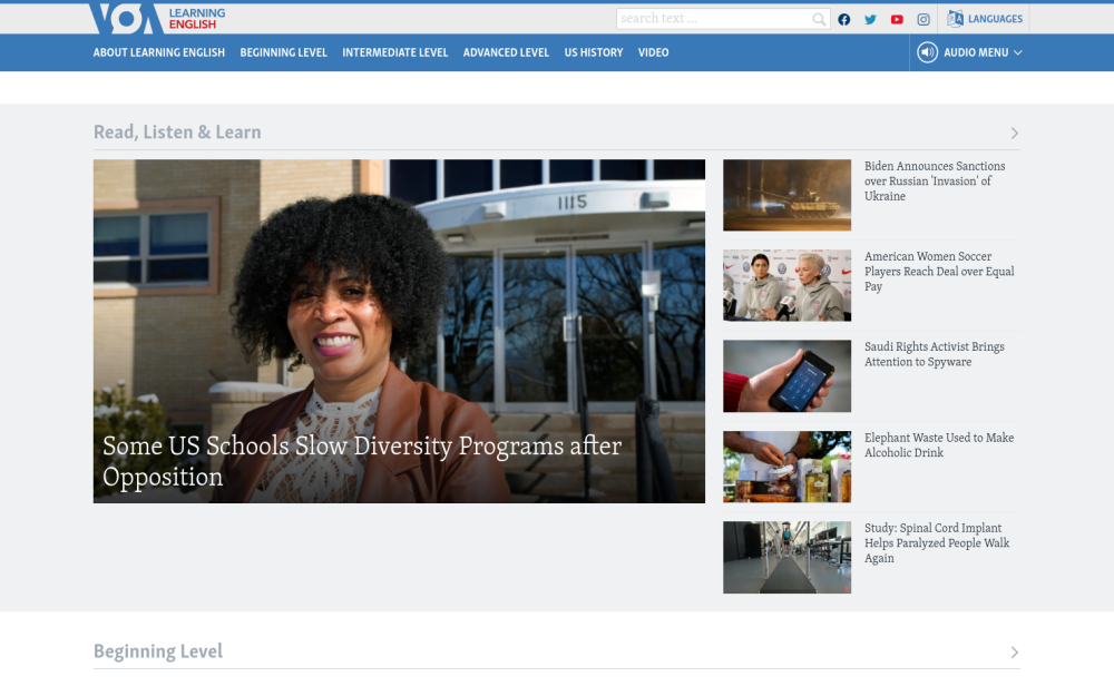 Visit website for Voice of America Learning English