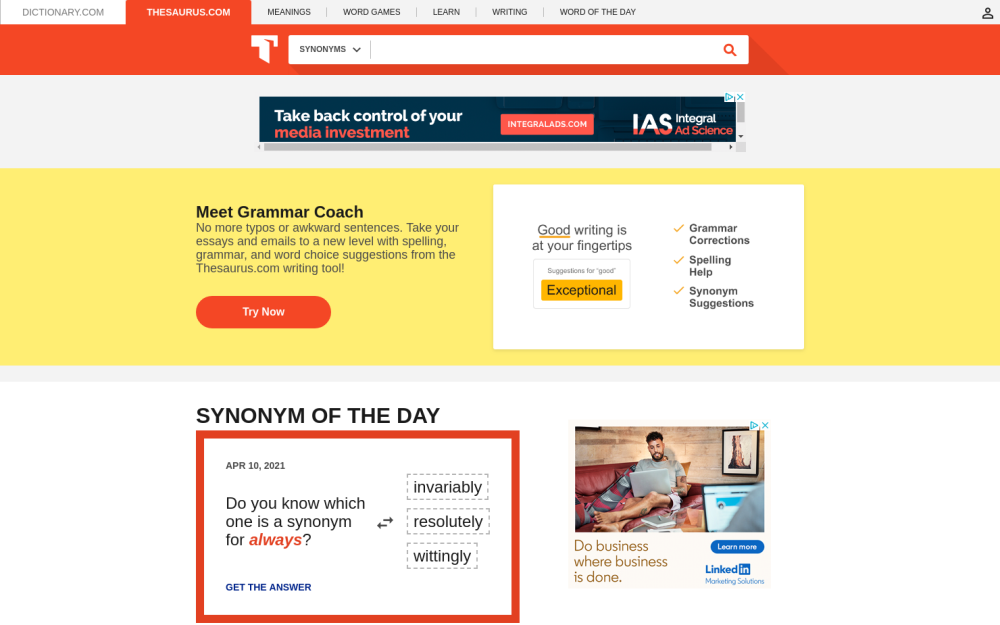 Visit website for Thesaurus